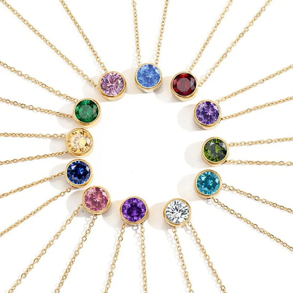 Stainless Steel Birthstone Necklace