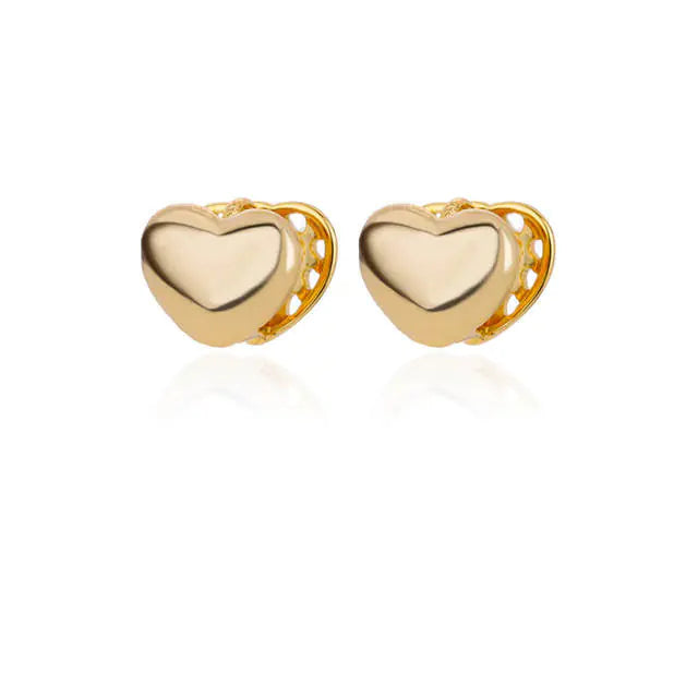 Vintage Gold Stainless Steel Heart Earrings for Women