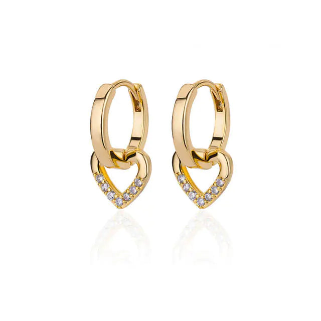 Vintage Gold Stainless Steel Heart Earrings for Women