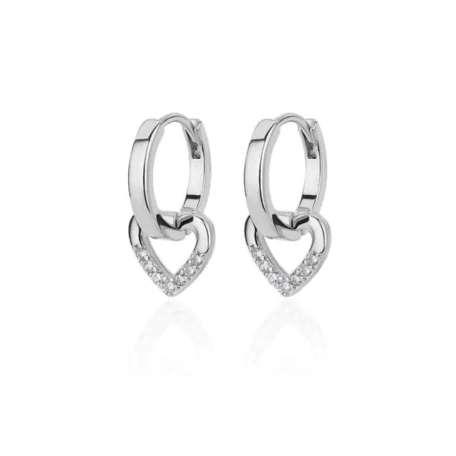Vintage Gold Stainless Steel Heart Earrings for Women