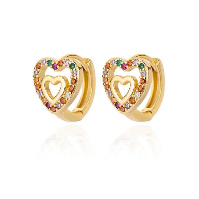 Vintage Gold Stainless Steel Heart Earrings for Women