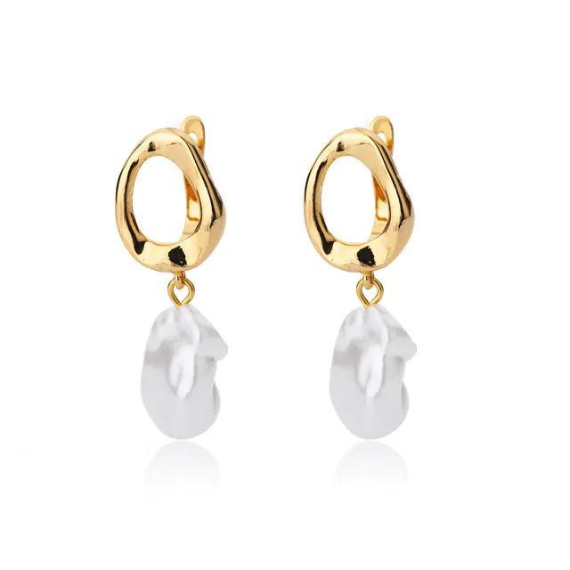 Vintage Gold Stainless Steel Heart Earrings for Women
