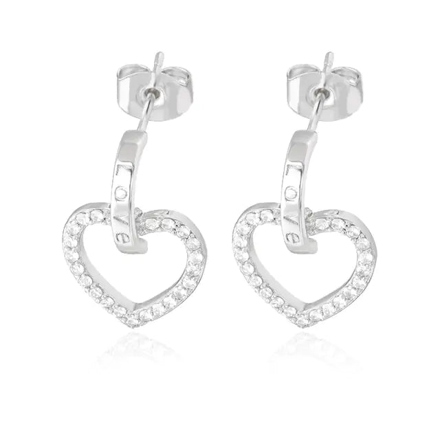 Vintage Gold Stainless Steel Heart Earrings for Women