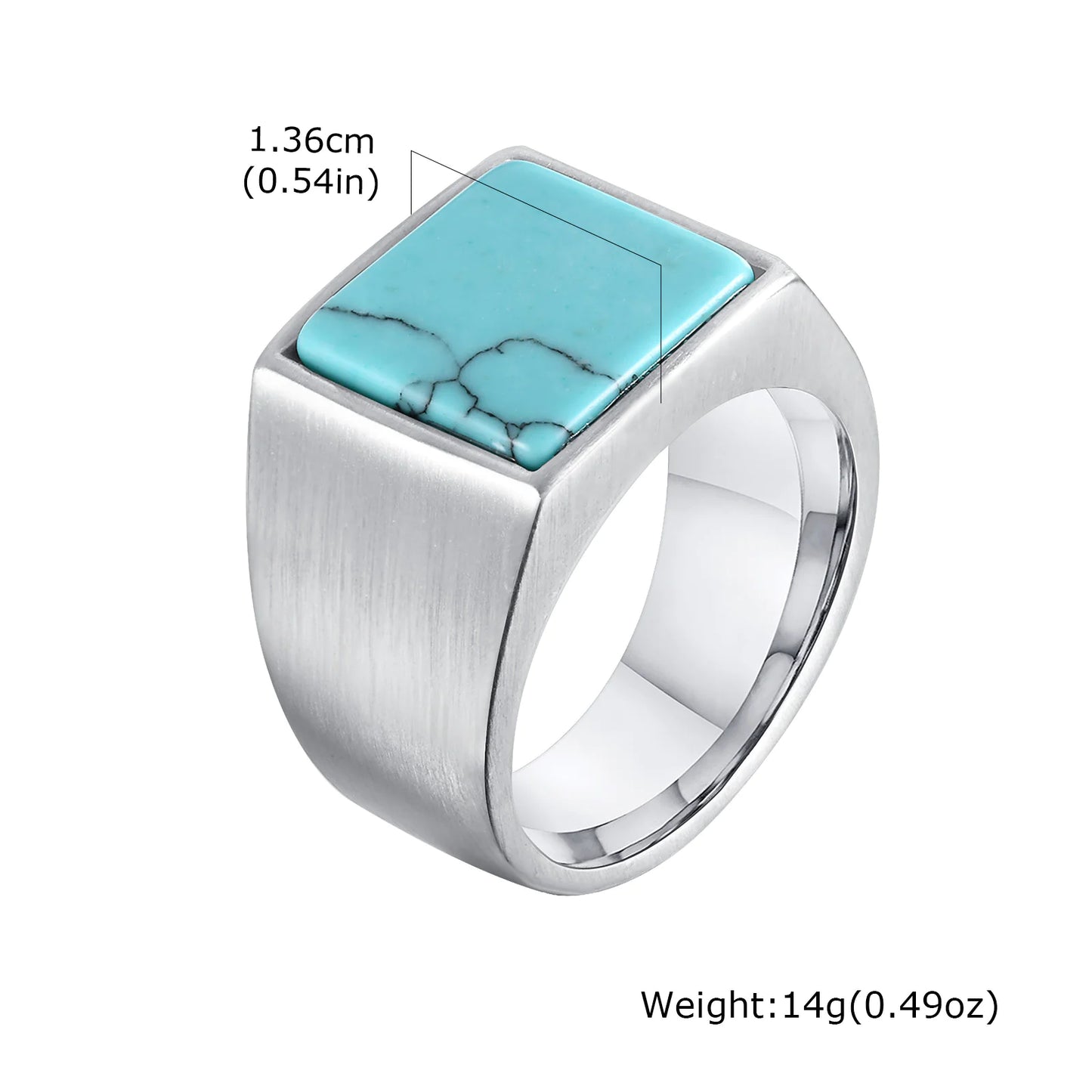 Men's Square Stainless Steel Ring deze nog tekst