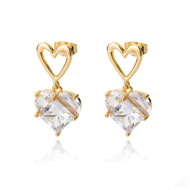 Vintage Gold Stainless Steel Heart Earrings for Women