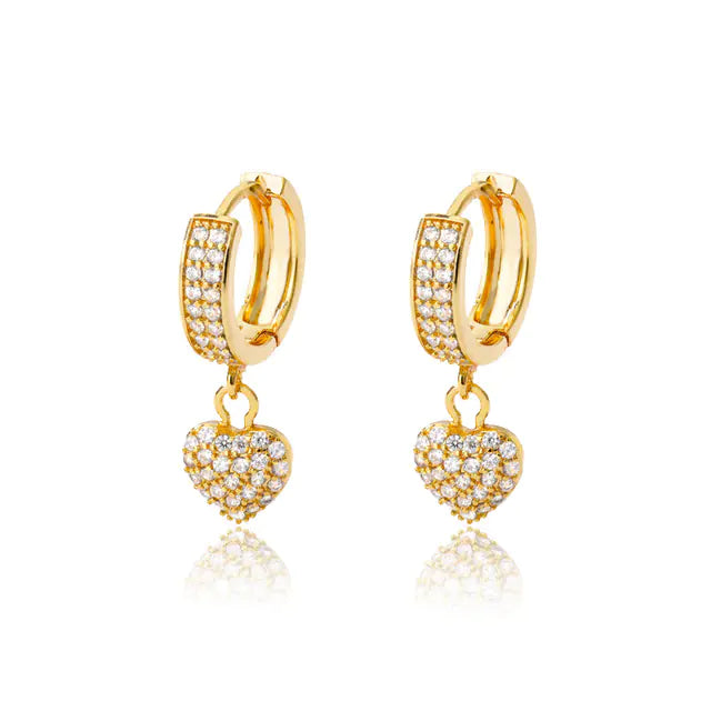 Vintage Gold Stainless Steel Heart Earrings for Women