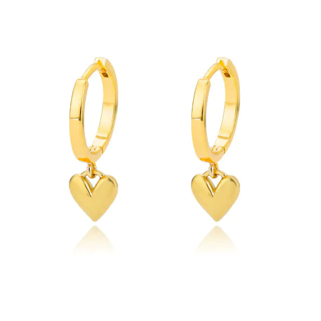 Vintage Gold Stainless Steel Heart Earrings for Women