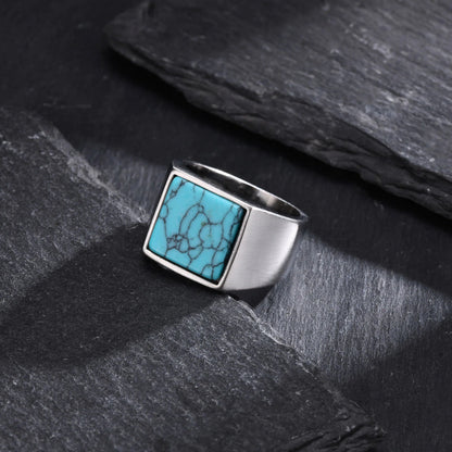 Men's Square Stainless Steel Ring deze nog tekst