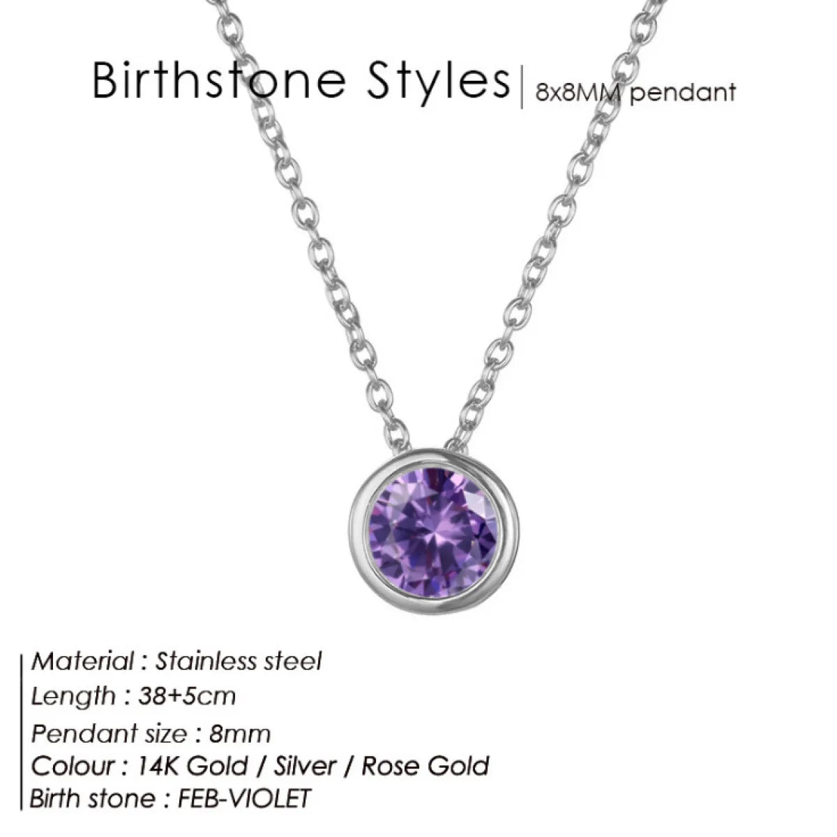 Stainless Steel Birthstone Necklace