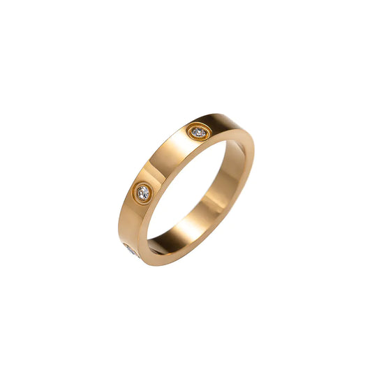 Korean Steel Ring with Diamonds