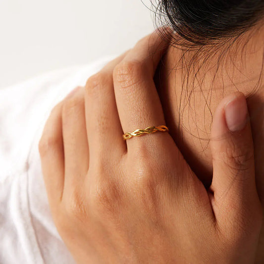 Vintage Twisted Linear Geometric Stainless Steel Ring