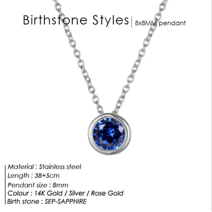 Stainless Steel Birthstone Necklace