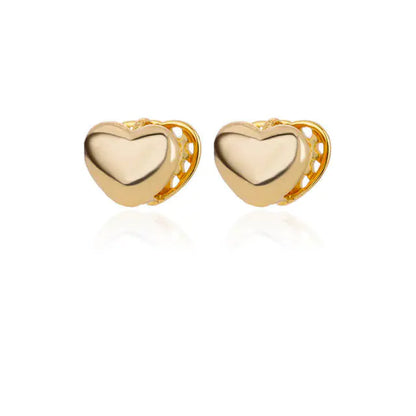 Vintage Gold Stainless Steel Heart Earrings for Women
