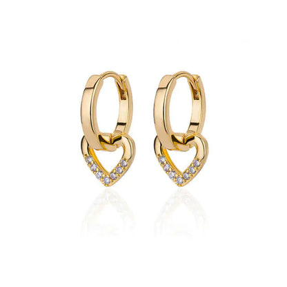 Vintage Gold Stainless Steel Heart Earrings for Women