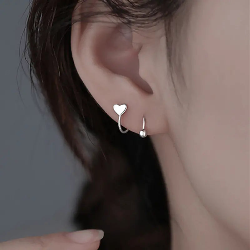 Women's Stainless Steel Star Heart Wave Mini Earrings