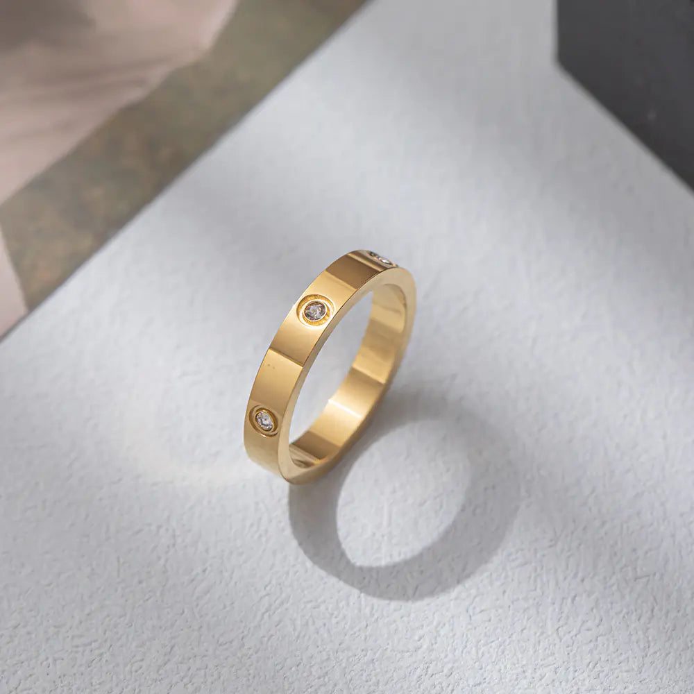 Korean Steel Ring with Diamonds