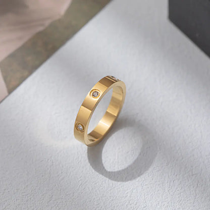 Korean Steel Ring with Diamonds