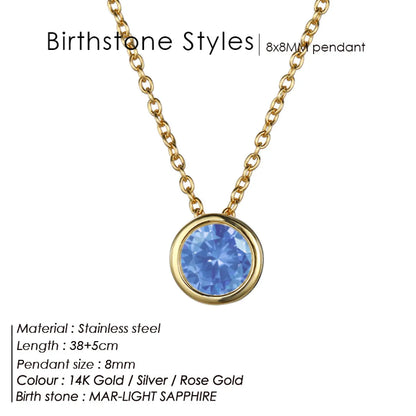 Stainless Steel Birthstone Necklace