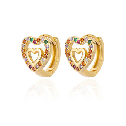 Vintage Gold Stainless Steel Heart Earrings for Women