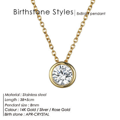 Stainless Steel Birthstone Necklace