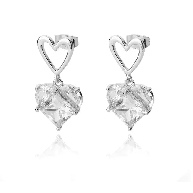 Vintage Gold Stainless Steel Heart Earrings for Women