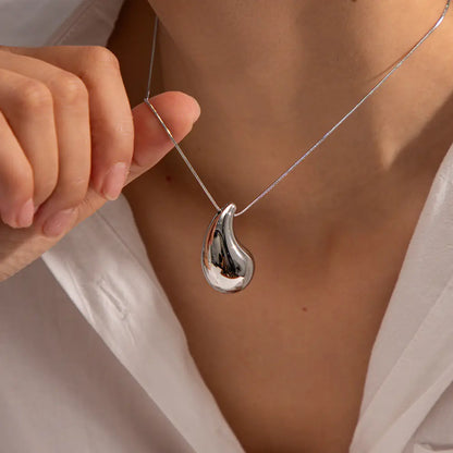 Stainless Steel Big Water Droplet Necklace