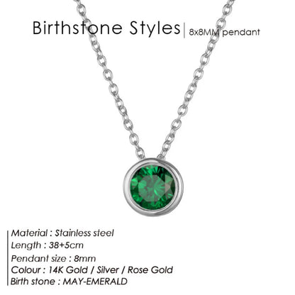 Stainless Steel Birthstone Necklace