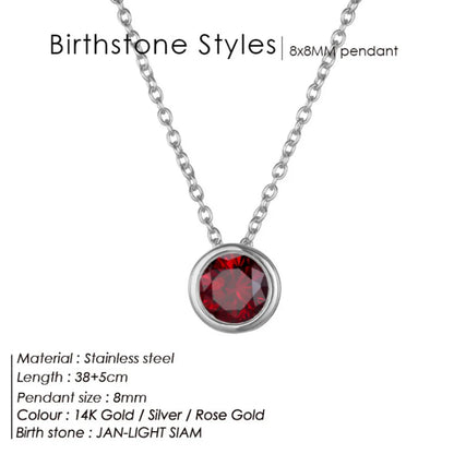 Stainless Steel Birthstone Necklace