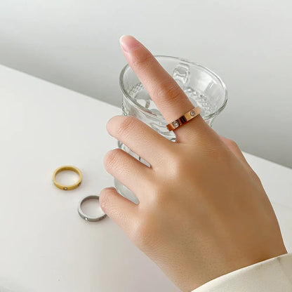 Korean Steel Ring with Diamonds