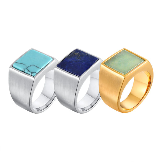 Men's Square Stainless Steel Ring deze nog tekst