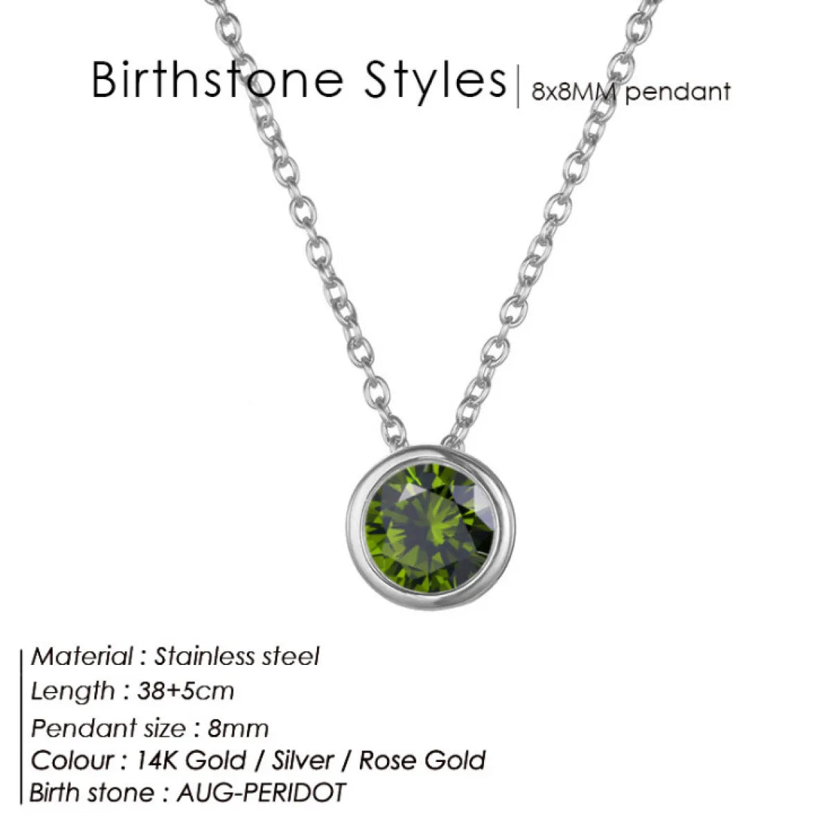 Stainless Steel Birthstone Necklace