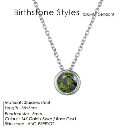 Stainless Steel Birthstone Necklace