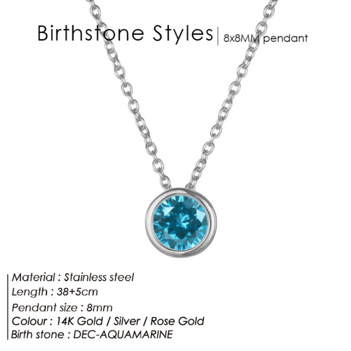 Stainless Steel Birthstone Necklace