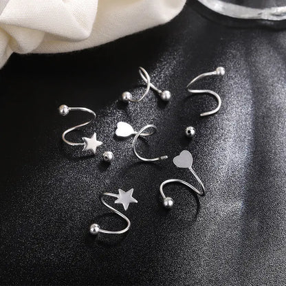 Women's Stainless Steel Star Heart Wave Mini Earrings