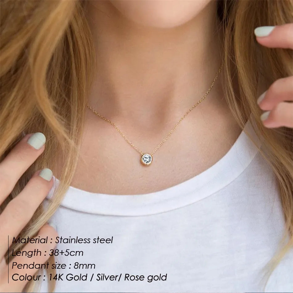 Stainless Steel Birthstone Necklace