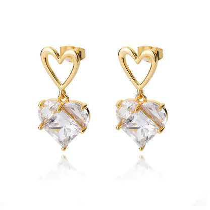 Vintage Gold Stainless Steel Heart Earrings for Women