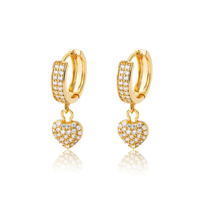 Vintage Gold Stainless Steel Heart Earrings for Women