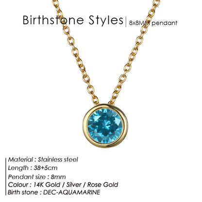 Stainless Steel Birthstone Necklace
