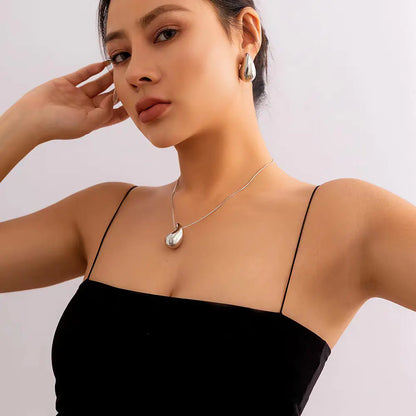 Stainless Steel Big Water Droplet Necklace