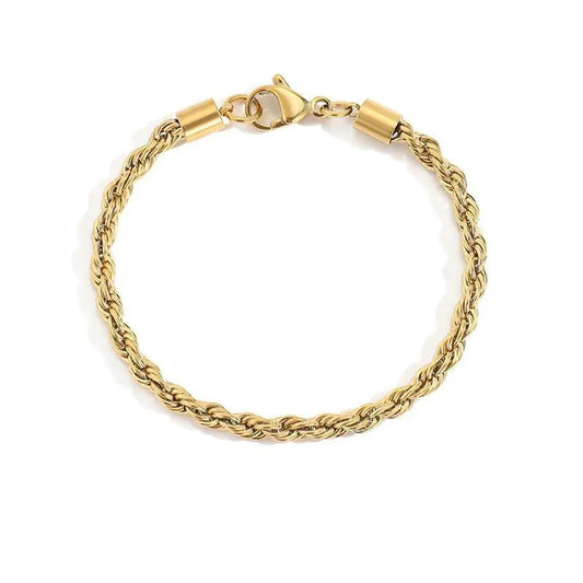 Stainless Steel Fried Dough Twist Chain Bracelet for Women