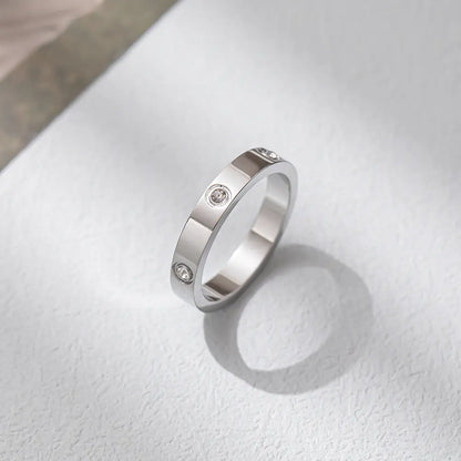 Korean Steel Ring with Diamonds