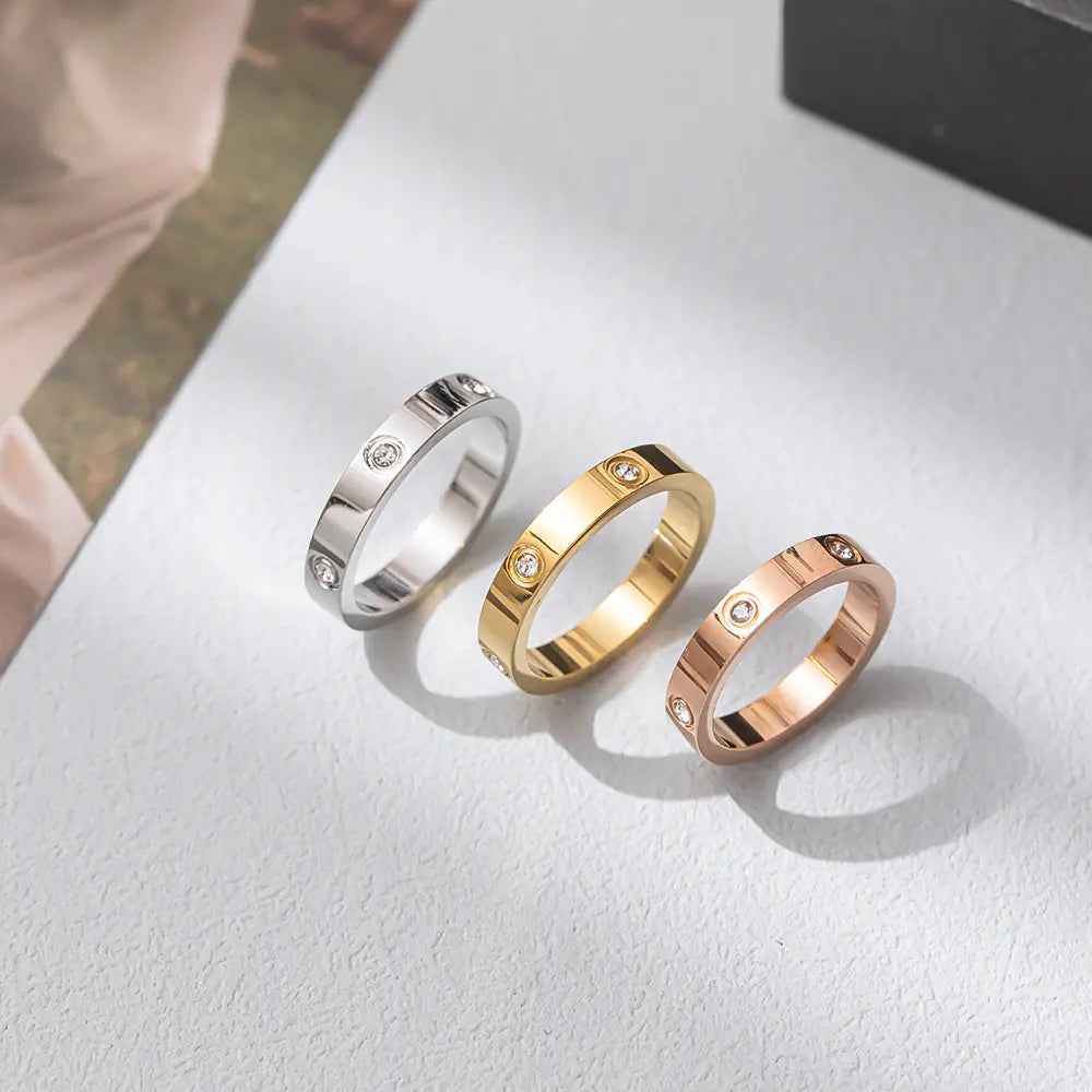Korean Steel Ring with Diamonds