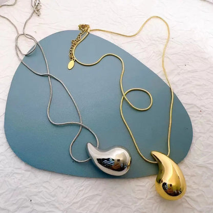 Stainless Steel Big Water Droplet Necklace