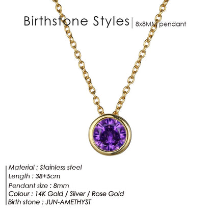 Stainless Steel Birthstone Necklace
