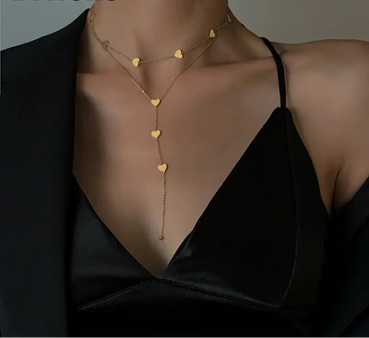 Women's Stainless Steel Double Layer Love Necklace
